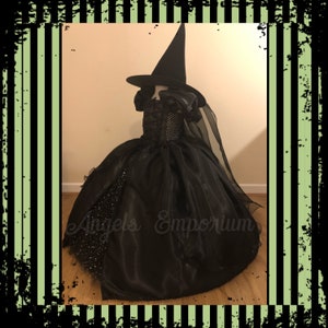 The Wicked Witch of The West Inspired Tutu Dress Costume Wizard Of Oz Sparkly Glitter Organza Pageant Ball Gown Princess Outfit Black Hat image 5