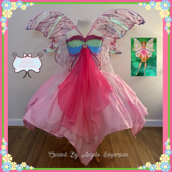 Luxury Winx Flora Inspired Tutu Dress Pink Bloomm Fairy Princess