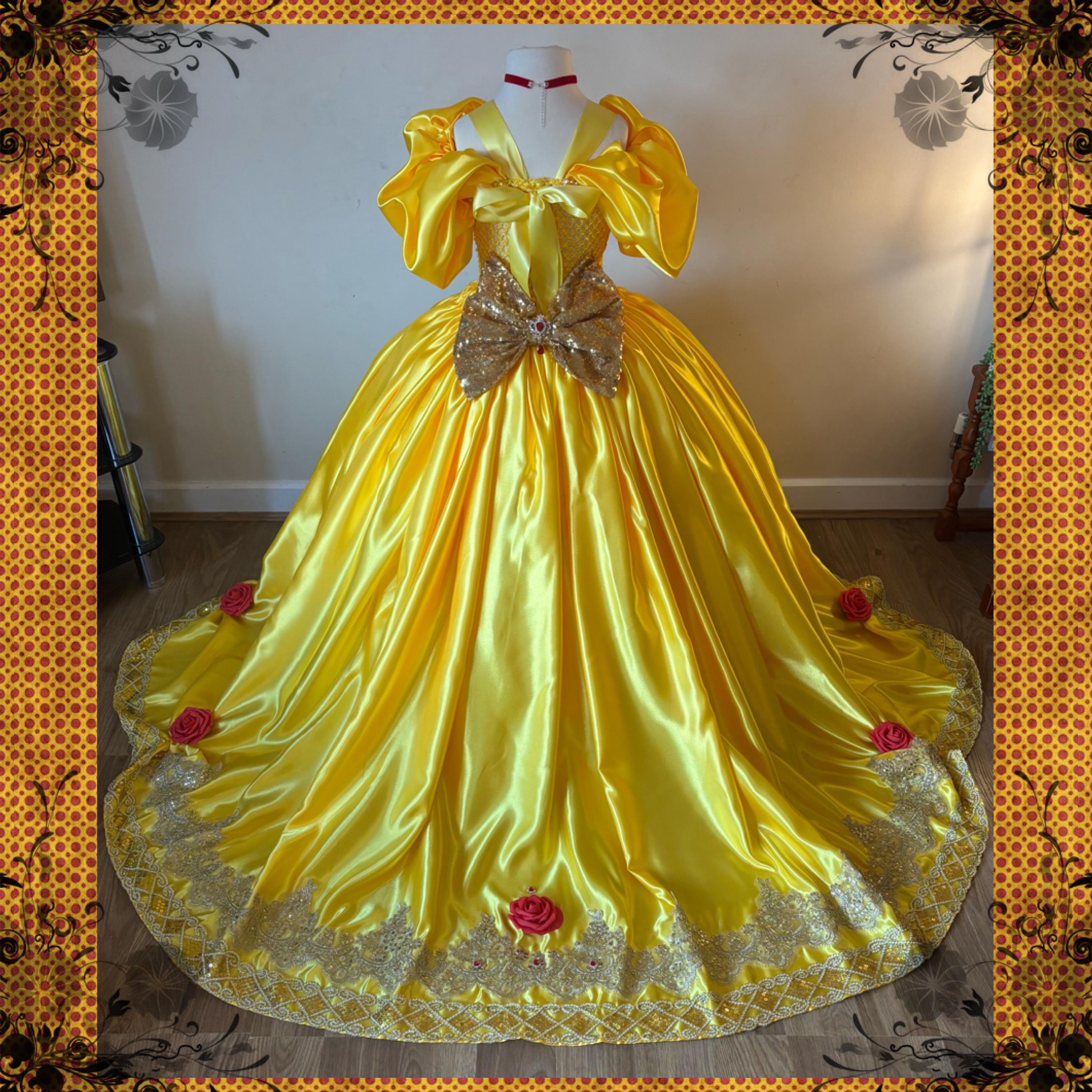 open lace back dress Disney Princess Belle Beauty and the Beast Satin Inspired Tutu Dress main image 0