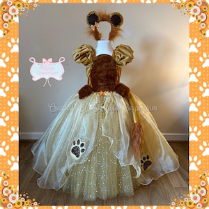 Luxury The Lion King Musical Simba Faux Fur Tutu Dress Animal Birthday Party Outfit Halloween Costume Christmas Gift Sparkly Pageant Gown