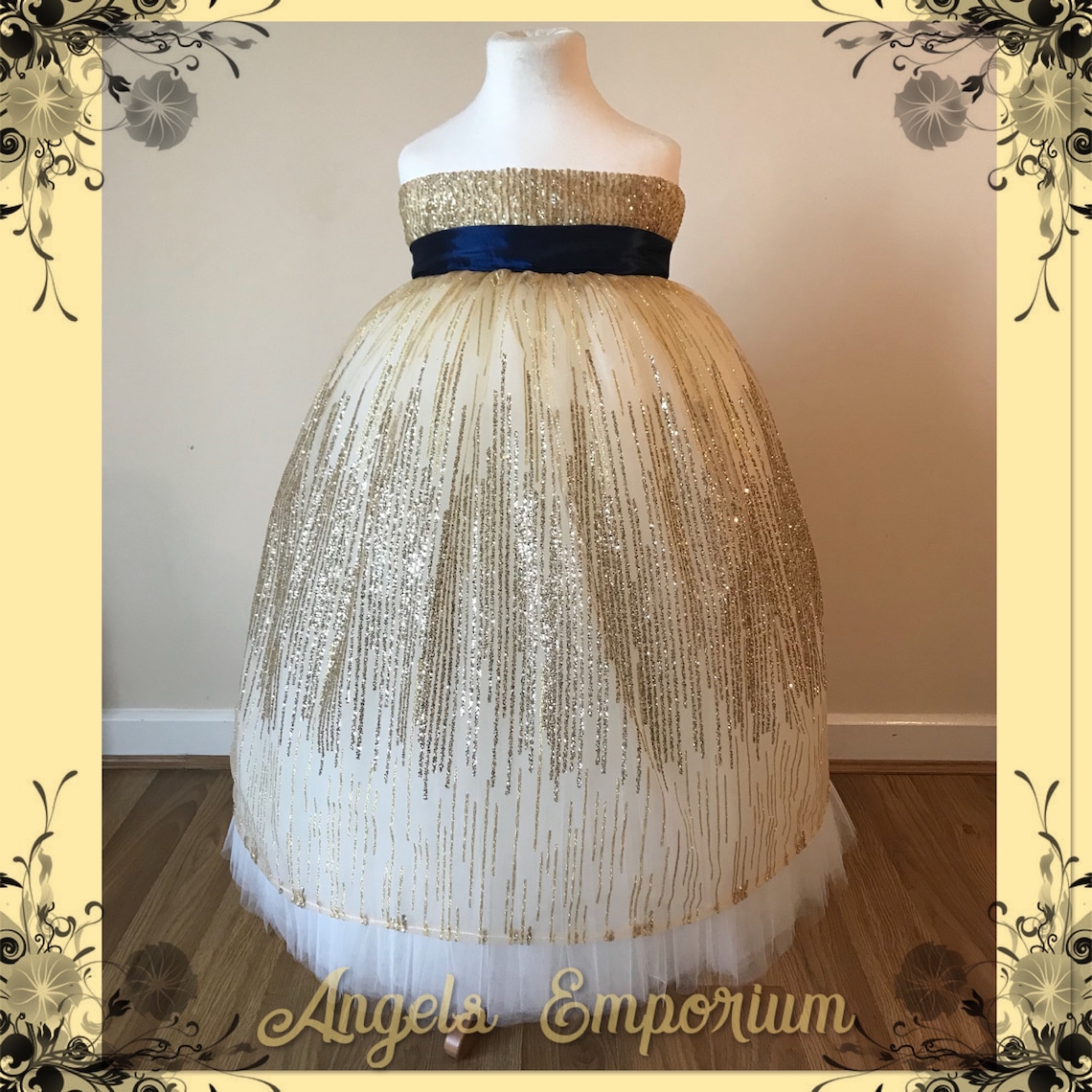 Sparkle Gold Glitter Flower Girl Tutu Dress Wedding Etsy