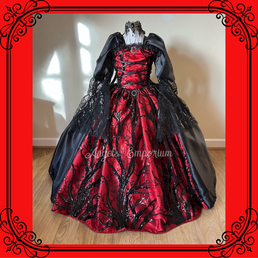 The Evil Gothic Halloween Vampire Queen Tutu Dress Red Black Sequin ...