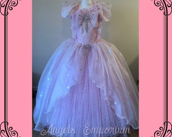 Glinda The Good Witch Tutu Dress Costume Wizard Of Oz Pink Sparkly Glitter Organza Gown Stars Pageant Ball Gown Princess Outfit Adult Sizes