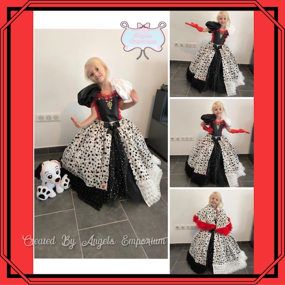 Disfraz De Cruella Deville Para Mujer, Chal De Dálmata, Fals | Meses