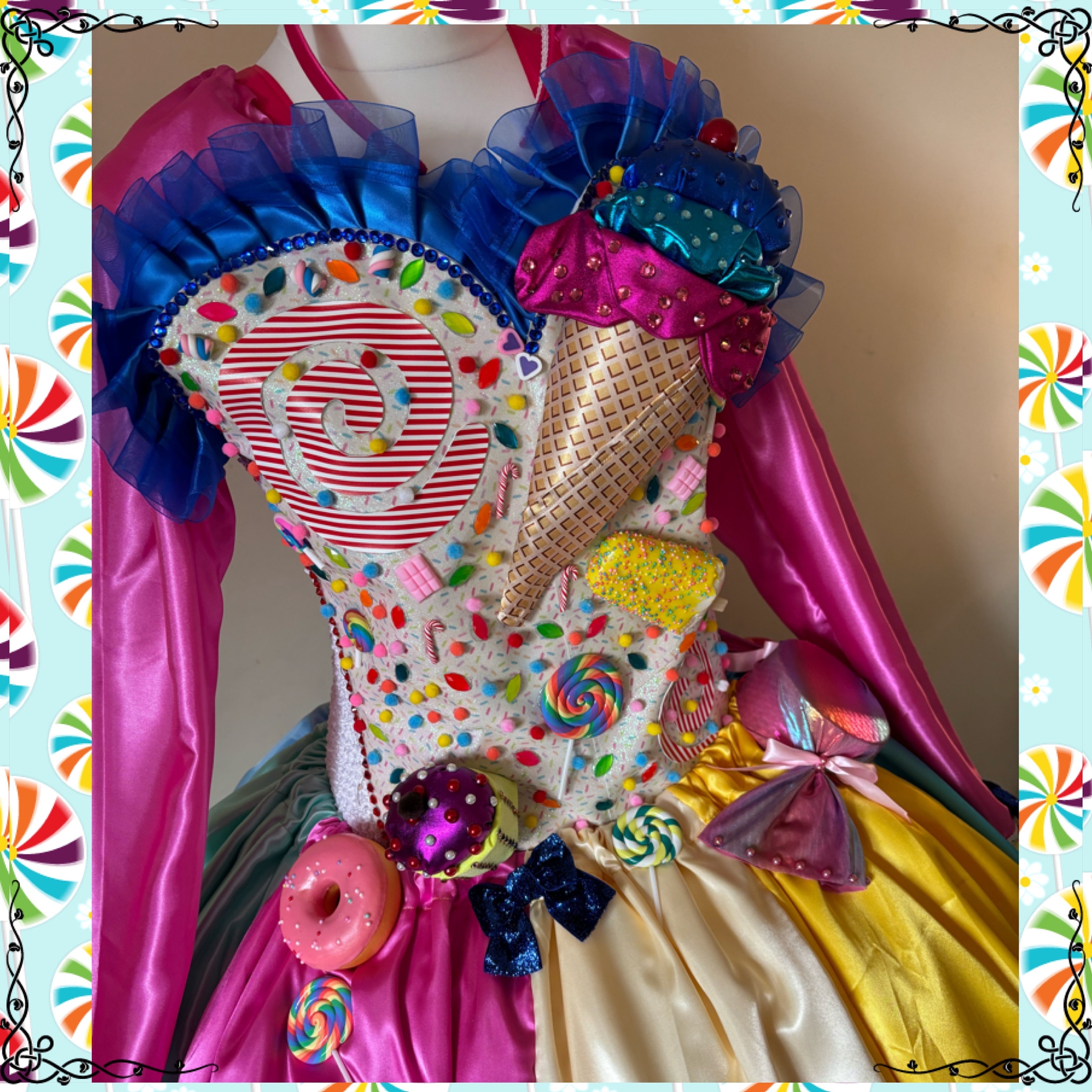 Adult Size Candy Land Theme Tutu Dress Rainbow Sweets Treats