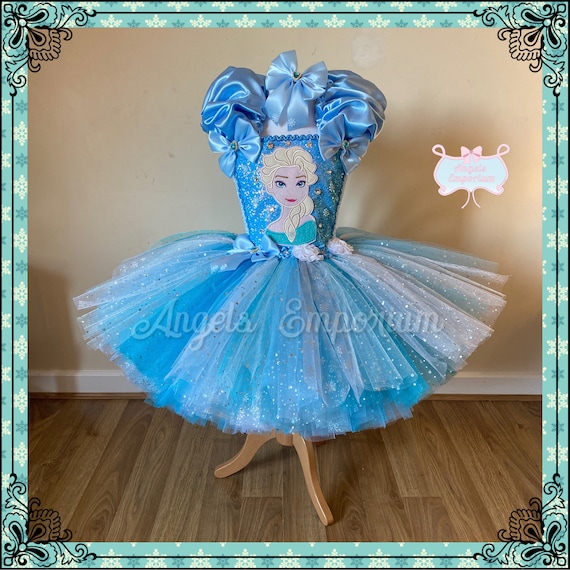 The Snow Queen Frozen Princess Inspired Short Tutu Dress Elsa Costume  Pageant Ball Gown Ice Blue White Snowflake Dress Birthday Party Outfit -   Israel