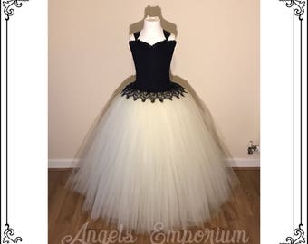 Beautiful Lace Embellished Flower Girl Bridesmaid Wedding Tutu Dress Occasion Dress Pageant Ball Gown Gala Tutu With Pearls Or Bow Detailing