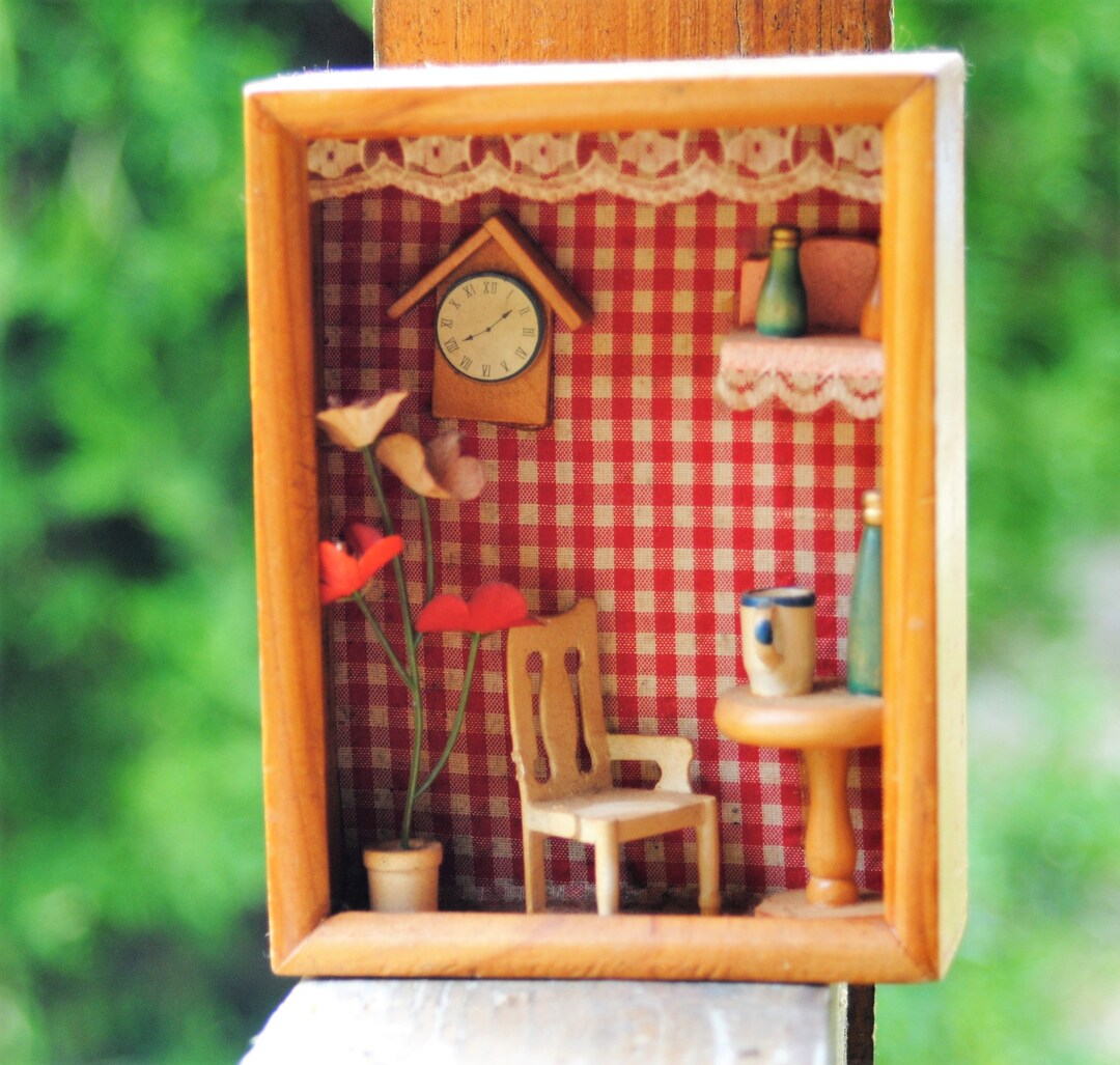 Vintage Shadow Box Miniature Kitchen Box Handmade Miniature Etsy