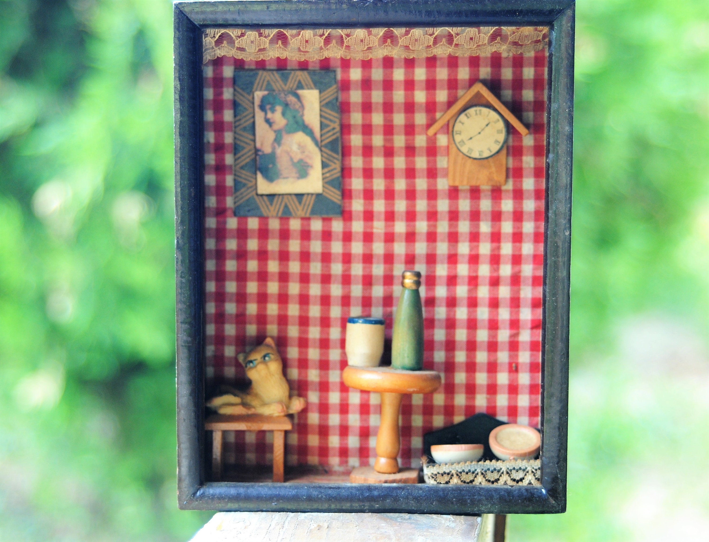 Fishing Shadow Box Handmade Miniature Doll house Miniature.Diorama