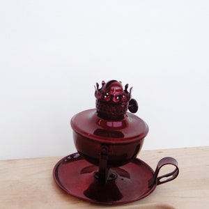 Vintage 1970s kerosene lamp, oil lamp, burgundy mauve vintage table lamp, oil lamp collectibles vintage kitchen decor, vintage office decor