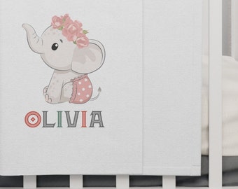 Personalized Baby Blanket, Elephant Baby Blanket Gift, Custom Baby Name Blanket, Baby shower Blanket Gift, Kids Throw, Newborn Blanket