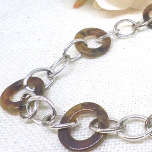 Retro Vintage Valentine Necklace, Chaps Vintage Silver Link Necklace with Mock Tortoise Shell Accents, Vintage Jewelry, Vintage Valentine