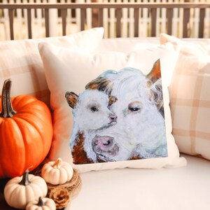 Cow Pillow,  Throw Pillow, Cow Decor, Cow Lovers Gift, Cottage Core, Farmhouse, Charming Accent, Farmhouse Vibes, Farm Decor, Fall Pillow