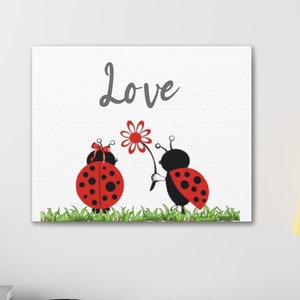 Lady Bug Love Nursery Art, Lady Bug Wall Art, Nursery Art, Nursery Decor, Ladybug Shower Gift, Ladybug Nursery Decor, Baby Shower Gift