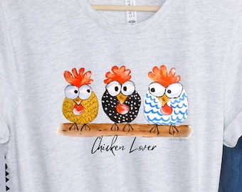 Chicken Shirt, Chicken Lady, Chicken Lover Gift, Womens Chicken Tee, Chicken Clothing, Farmer Shirt, Gift Mom, Chicken Lover Art Shirt