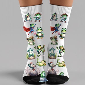Hero Frog Socks, Funny Frog Socks, Look Frogs Socks, Frog Lover Gift, Frog Mama Socks, Woodland Theme Socks, Socks, Socks, Froggers Socks
