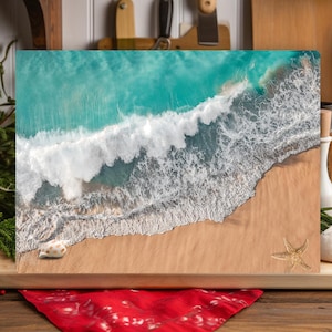 Ocean Beach Shells Cutting Board, Ocean Lover Glass Cutting Board, Beach Lover Cutting Board, Tempered Glass Cutting Board, New Home Gift