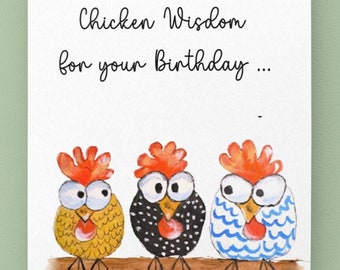 Chicken Card, Funny Chicken Card, Chicken Mama, Chicken Lover Gift, Original Art Chickens, Chicken Art, Chicken Greeting Card, Farm Card