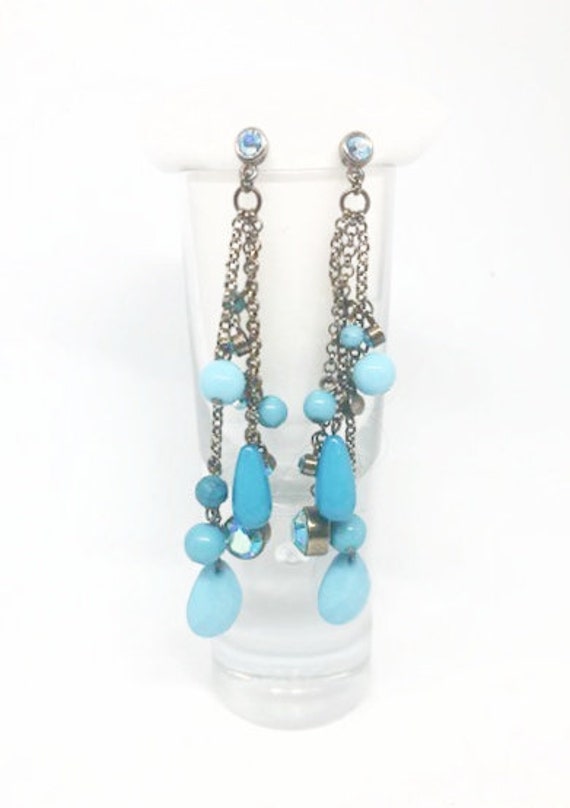 Stunning Retro Turquoise Look Dangle Earrings, Ret