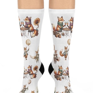 Calcetines de la familia Fox, calcetines de zorro, calcetines de zorro lindo, calcetines de animales, calcetines de amante de los zorros, calcetines de disfraz de Halloween, regalo para mamá, regalo para papá, regalo para amigo