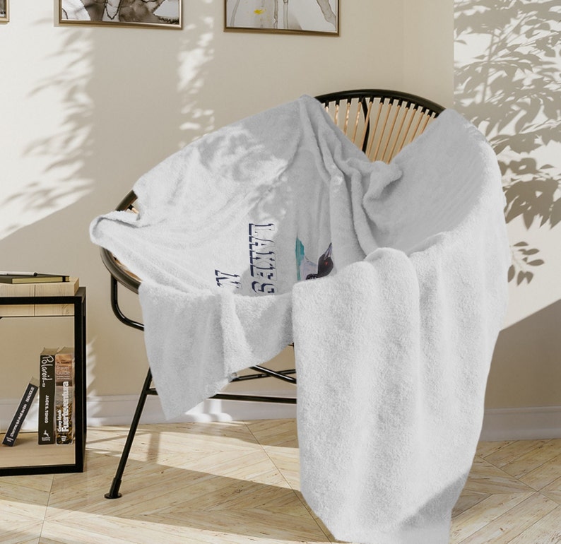 Lake Sunapee Baby Blanket, Loons Lake Sunapee Blanket, Super Soft Cozy Velveteen Minky Blanket