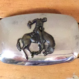 Cowboy Cowgirl Vintage Buckle, Silver Colored Western Belt Buckle,Brass Bucking Bronco, Cowboy Cowgirl Gift, Vintage Buckle, Rodeo Buckle