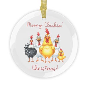 Divertente ornamento di Natale in vetro con pollo / Ornamento di Natale con mamma gallina