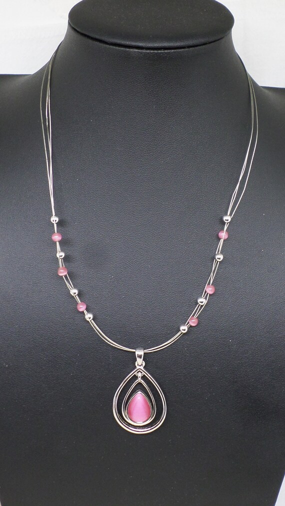 Lia Sophia Vintage Pink and Silver 90s Necklace - image 6