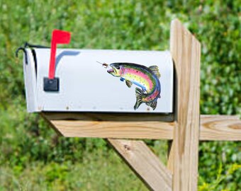 Hand Painted Trout Lover Mailbox, Rainbow Trout, Fishing Gift, Dad