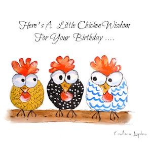 Chicken Lady Birthday Card, Chicken Joke Birthday Card, Humorous Birthday Card, Best Selling Funny Chicken Card, Original Art Greeting Cards
