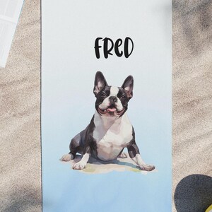 Custom Pet Towel, Dog Towel, Boston Terrier or Any Breed Personalized Pet Beach Towel, Pet Bath Towel, Dogs Name Bath Towel, Pet Gift