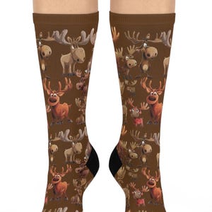 Moose Socks, Funny Moose Socks, Halloween Costume Socks, Moose Lover Socks Gift, Gift Mom, Gift Dad, Moose Hunter Socks
