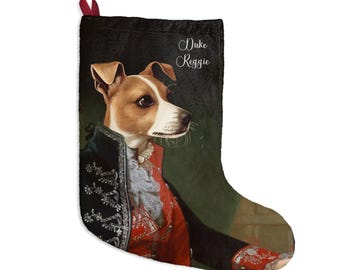 Pet Stocking, Renaissance Dog, Princess Gift, Christmas Decoration, Holiday Dog Sock, Festive Pup Accessory