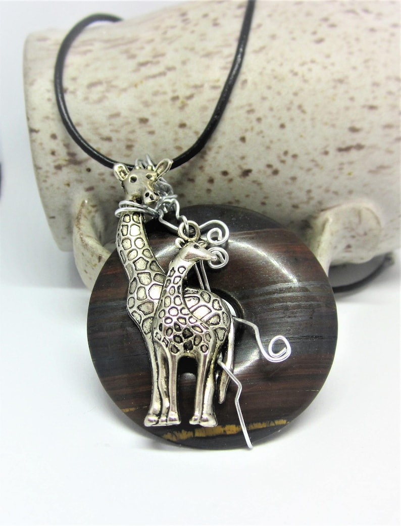 Giraffe Necklace Safari Necklace Gemstone Jewelry Animal Etsy