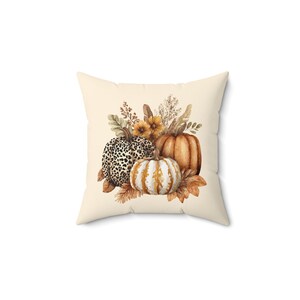 Thanksgiving Pumpkin Harvest Pillow, Home Decor Accent, Fall Colors Cushion, Cozy Autumn Sofa Pillow, Spun Polyester Square Pillow, Harvest
