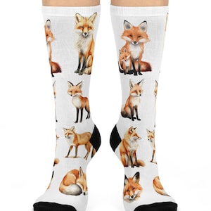 Calcetines de zorro, calcetines de zorro salvaje, calcetines de zorro lindo, calcetines de animales, calcetines para amantes de los zorros, calcetines de disfraz de Halloween, regalo para mamá, regalo para papá, regalo para amigo