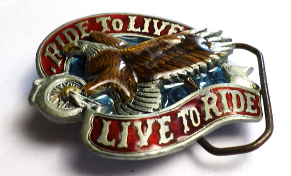 Harley American Eagle Vintage Buckle, Live to Ride Ride  display picture 1