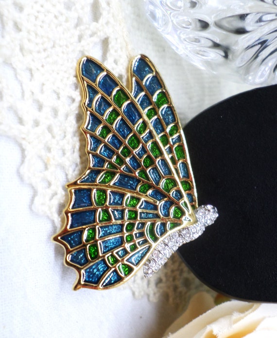 KJL Kenneth J Lane Vintage Butterfly Brooch - image 1