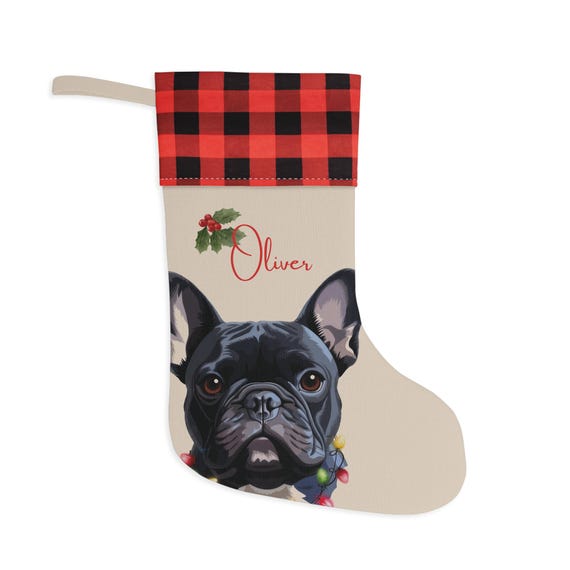 Chaussettes de Noël personnalisées bouledogue français, bas pour