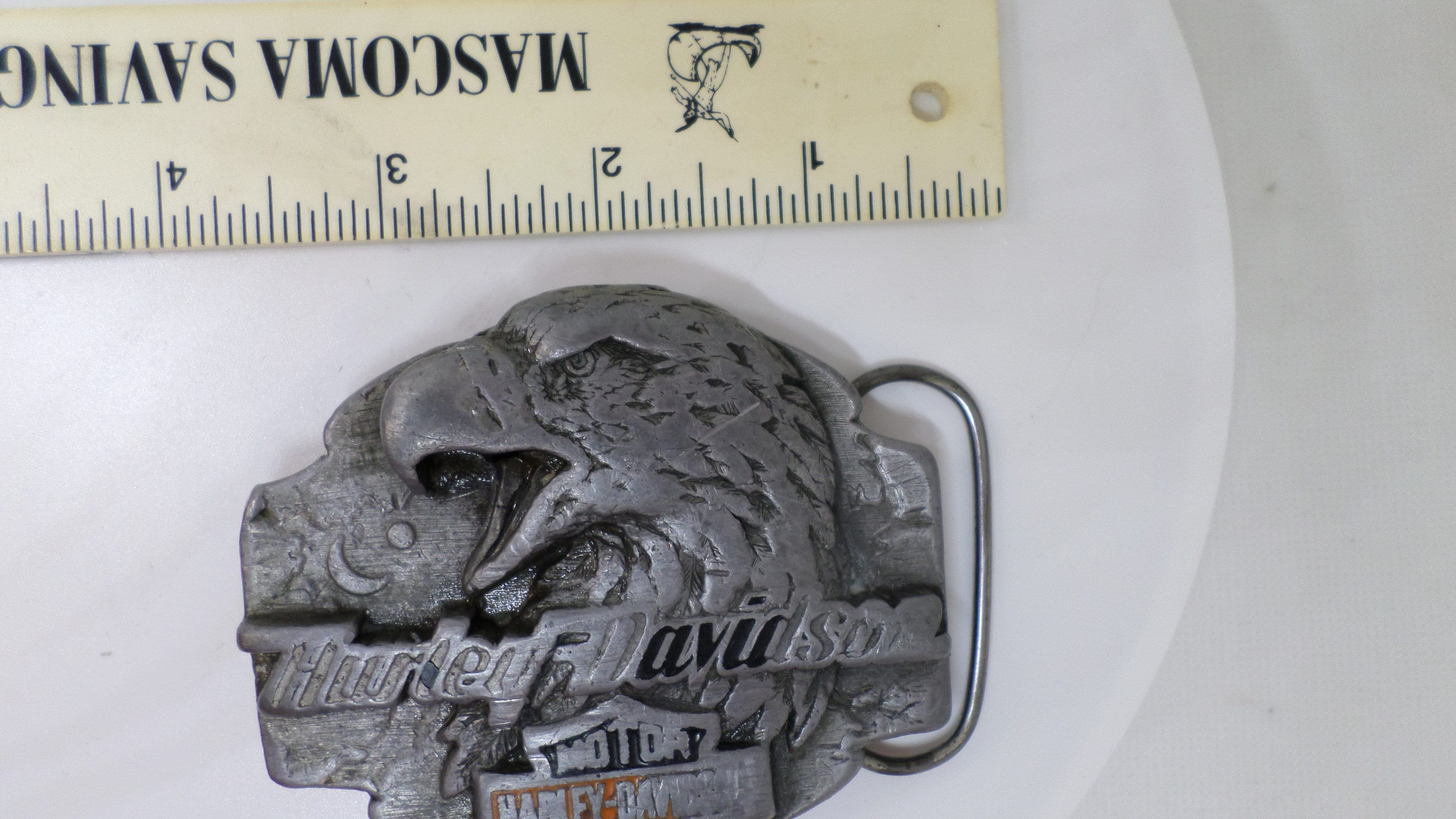 Boucle De Ceinturon Biker Vintage Harley-Davidson Motif Aigle - Métal Argenté, Pour Ceinture De 40mm