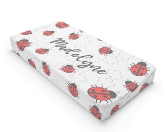 Ladybug Design Personalized Baby Changing Pad Cover, Baby Pad Ladybug Cover, Baby Shower Gift, New Baby Gift, Ladybug Lover Gift