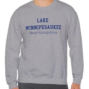 Lake Winnipesaukee Crewneck Sweatshirt -Lake Life Sweatshirt, Boating Sweatshirt, Name on Sleeve Gift for Him/Her, Lake Gift
