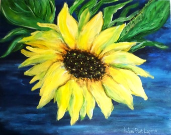 Sunflower Painting Print, Original Artwork Stunning Sunflower, Print or Note Cards, Wall Decor, Sunflowers, Water with Flowers, Sunflowers