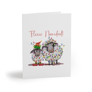 Whimsical Holiday Greeting Cards, Fun Christmas Cards, Cute Sheep Holiday Cards, Fleece Navidad Cards, Festive Cards for Friends