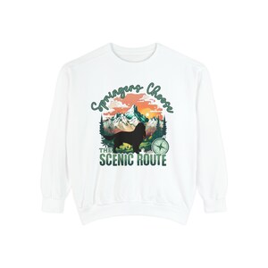 English Springer Hiking Buddy Sweatshirt, Springer Spaniel Scenic Route Shirt, Springer Owner Gift, Unisex Soft Luxurious Hiking Shirt