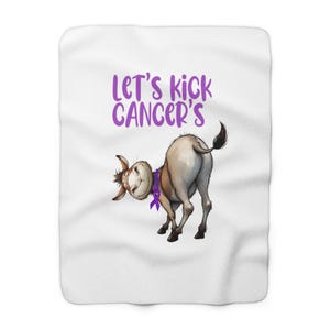 My Kick Cancer's Ass Grå filt, kemofilt, cancerbekämpande filt, cancerpatientpresent, sherpa fleecefilt