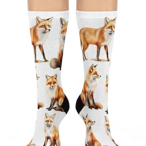 Calcetines para amantes de los zorros, calcetines de zorro salvaje, calcetines de zorro lindo, calcetines de animales, calcetines para amantes de los zorros, calcetines de disfraces de Halloween, regalo para mamá, regalo para papá, regalo para amigo