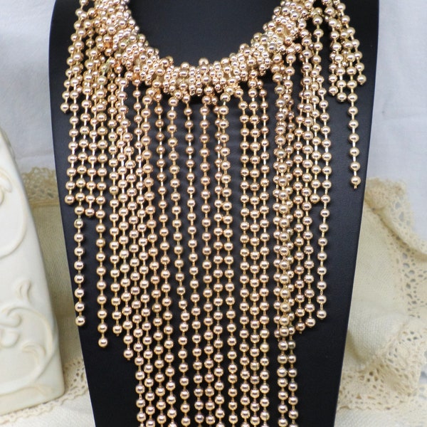 Gold Tone Waterfall Necklace Vintage ... Spectacular!
