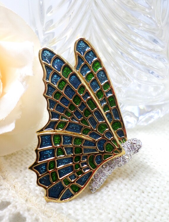 KJL Kenneth J Lane Vintage Butterfly Brooch - image 5