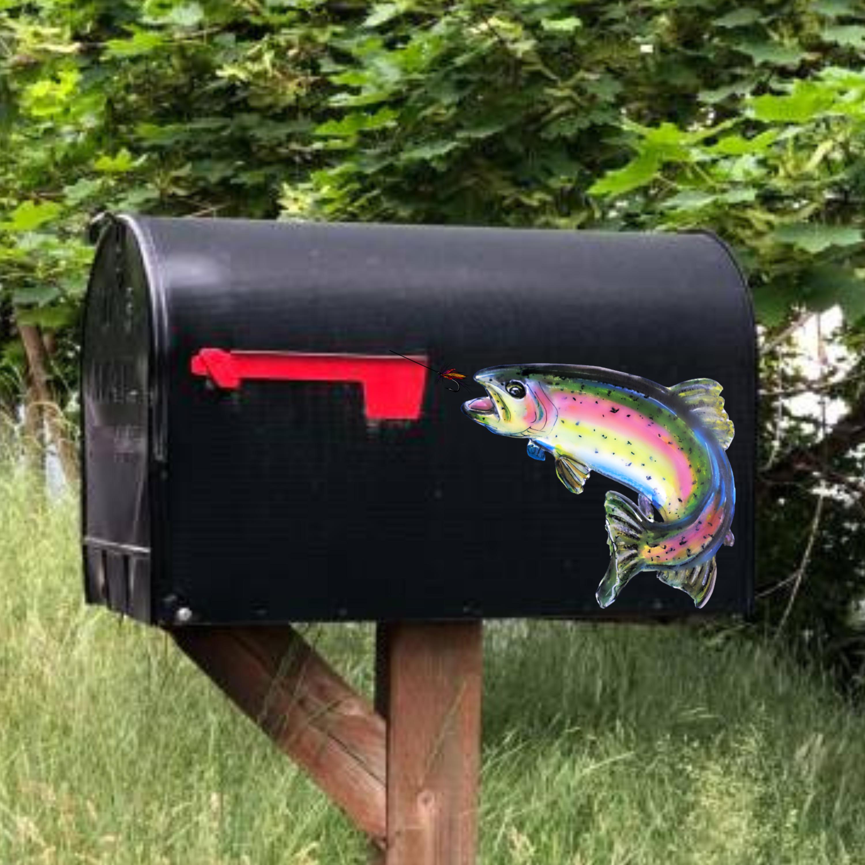 Hand Painted Trout Lover Mailbox, Rainbow Trout, Fishing Gift, Dad